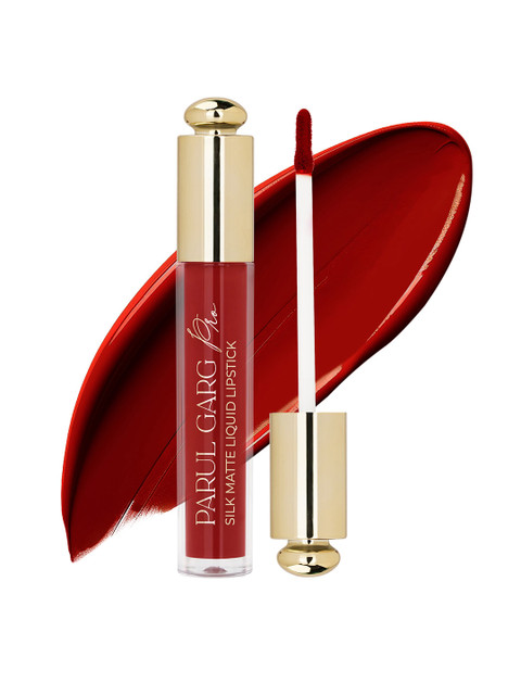 Parul Garg Smudge-Proof Matte Lipstick with Shea Butter & Vitamin E-Hibiscus (Deep Red)-3ml