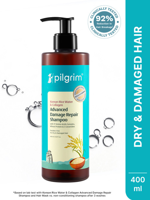Pilgrim Korean Rice Water & Collagen Advanced Damage Repair Shampoo - 400 ml