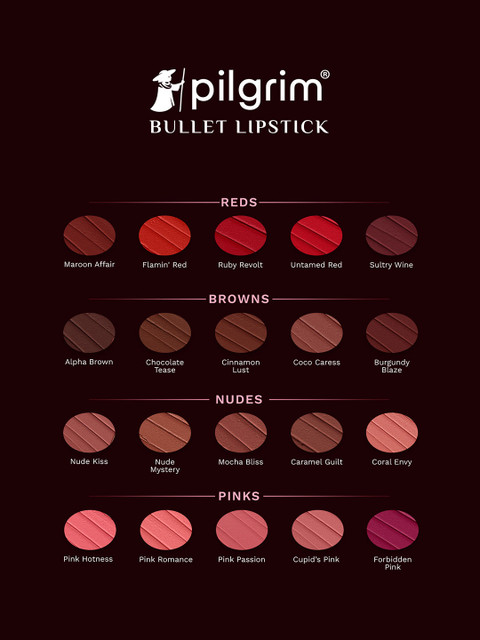 Pilgrim Matte Bullet Intense Colour Transferproof & Smudgeproof Lipstick - Sultry Wine 26 6 Pilgrim Matte Bullet Intense Colour Transferproof & Smudgeproof Lipstick - Sultry Wine 26