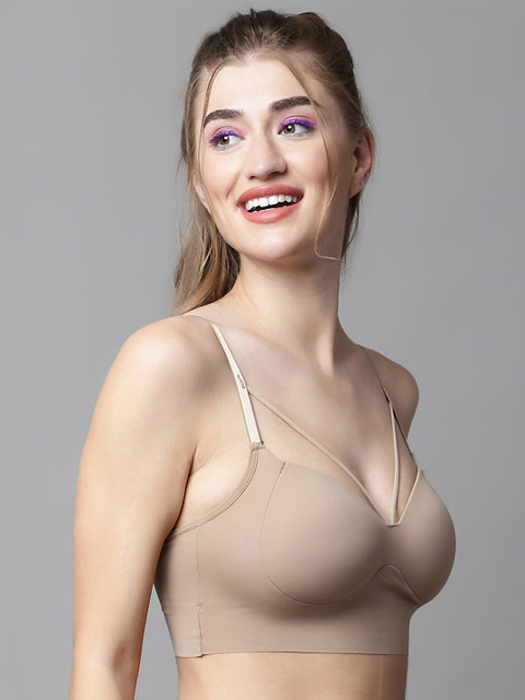 PrettyCat Medium Coverage Bralette All Day Comfort Bra PC-BR-7004-BEG-30B-Beige 2 PrettyCat Medium Coverage Bralette All Day Comfort Bra PC-BR-7004-BEG-30B-Beige