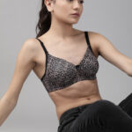 Roadster Black & Pink Animal Full Coverage Lightly Padded T-shirt Bra