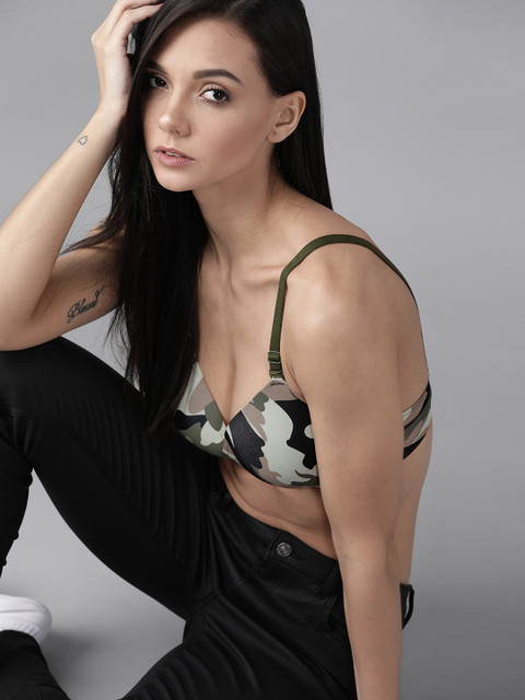 Roadster Olive Green Printed Non-Wired Lightly Padded Everyday Bra RDST-PAAM-BRA-030A 4 Roadster Olive Green Printed Non-Wired Lightly Padded Everyday Bra RDST-PAAM-BRA-030A