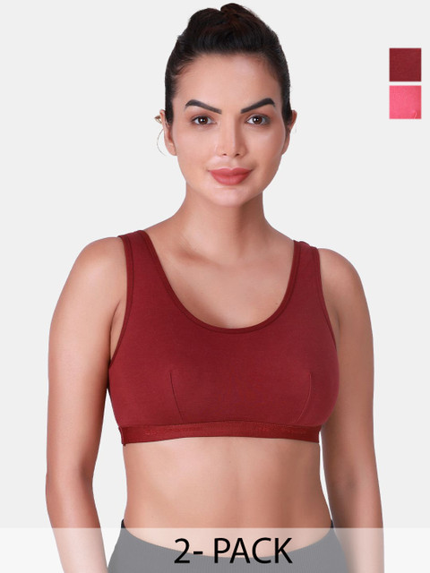 SKDREAMS Pack Of 2 Non Padded Full Coverage Sports Bra