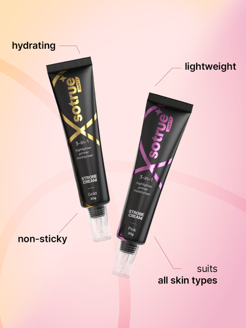 SOTRUE Set Of 2 Strobe Cream Highlighter For Face Radiance- 30 g Each- Pink & Gold 6 SOTRUE Set Of 2 Strobe Cream Highlighter For Face Radiance- 30 g Each- Pink & Gold