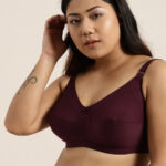 Sztori Plus Size Burgundy Solid Non-Wired Non Padded Everyday Bra SZ-BRA-703C