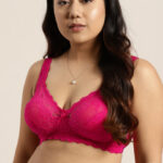 Sztori Plus Size Magenta Lace Non-Wired Non Padded Everyday Bra SZ-BRA-705D