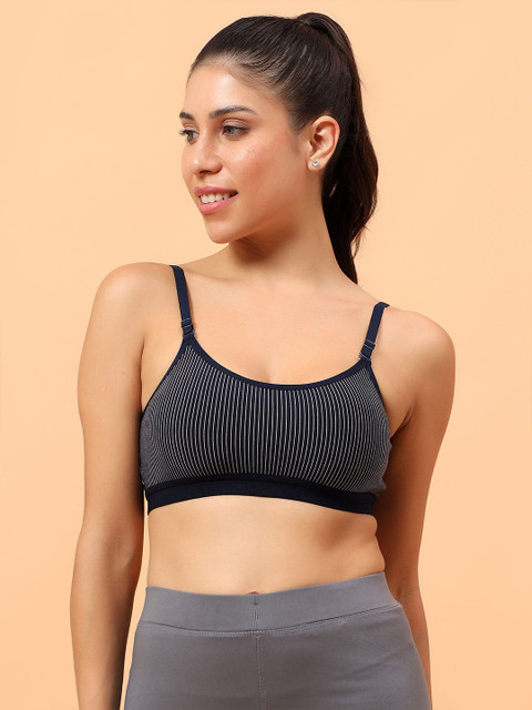 TrybeX Full Coverage All Day Comfort Striped Lightly Padded Workout Bra