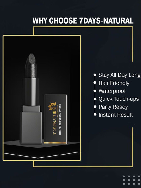 7DAYSNATURAL Natural Water Proof & Smudge Proof Hair Colour Touch-Up Stick - 4 g - Black 2 7DAYSNATURAL Natural Water Proof & Smudge Proof Hair Colour Touch-Up Stick - 4 g - Black