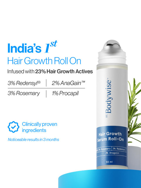 Be Bodywise Hair Growth Serum Roll On with Rosemary & Redensyl for Hair Growth - 50 ml 2 Be Bodywise Hair Growth Serum Roll On with Rosemary & Redensyl for Hair Growth - 50 ml