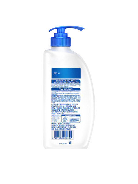 Buy Head & Shoulders Unisex Cool Menthol Anti Dandruff Shampoo 650 Ml - - Personal Care for Unisex 3 Buy Head & Shoulders Unisex Cool Menthol Anti Dandruff Shampoo 650 Ml - - Personal Care for Unisex