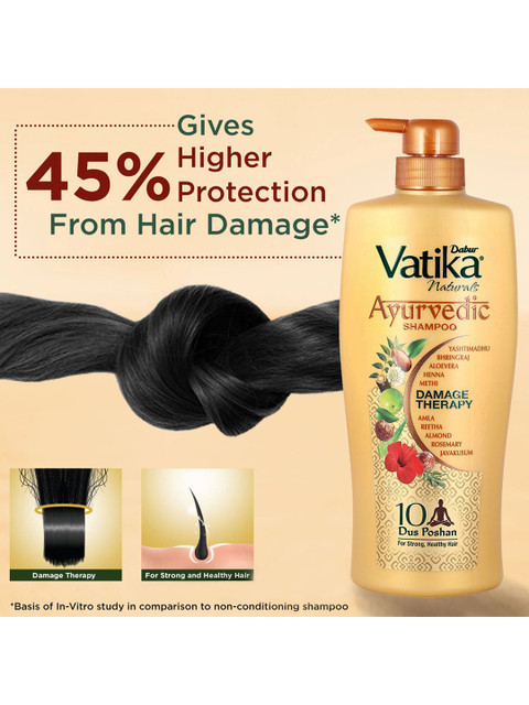 Dabur Vatika Ayurvedic Shampoo Damage Therapy with 10 Natural Herbs - 640ml 4 Dabur Vatika Ayurvedic Shampoo Damage Therapy with 10 Natural Herbs - 640ml