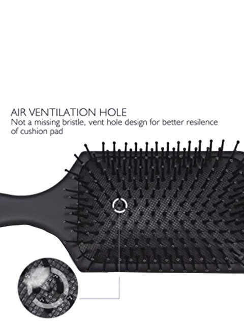FEELHIGH Hair Massage Cushion Paddle Hair Brush - Black 2 FEELHIGH Hair Massage Cushion Paddle Hair Brush - Black