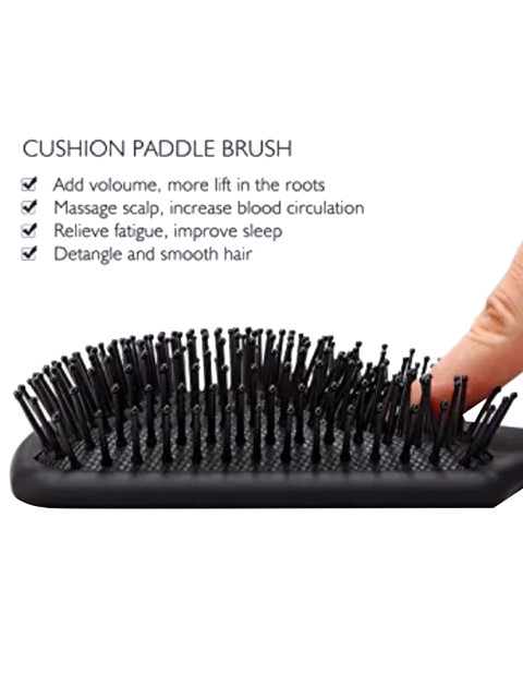 FEELHIGH Hair Massage Cushion Paddle Hair Brush - Black 3 FEELHIGH Hair Massage Cushion Paddle Hair Brush - Black