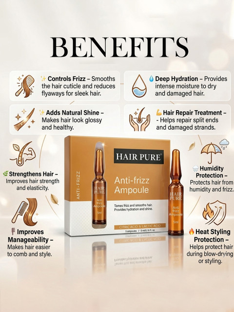 Hair Pure Set Of 5 Anti Frizz Ampoules - 5 ml Each 3 Hair Pure Set Of 5 Anti Frizz Ampoules - 5 ml Each