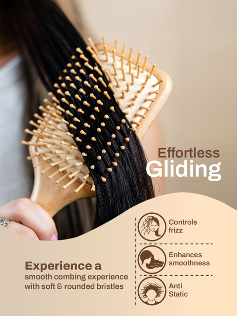 IMECO Detangling Bamboo Flat Paddle Brush Comb 2 IMECO Detangling Bamboo Flat Paddle Brush Comb