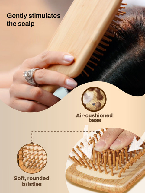 IMECO Detangling Bamboo Flat Paddle Brush Comb 3 IMECO Detangling Bamboo Flat Paddle Brush Comb