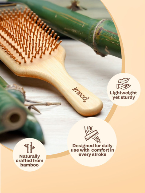 IMECO Detangling Bamboo Flat Paddle Brush Comb 5 IMECO Detangling Bamboo Flat Paddle Brush Comb