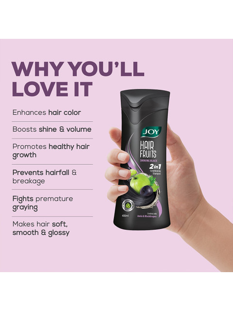 JOY Set Of 2 Hair Fruits Shining Black Conditioning Shampoo with Amla - 340ml each 4 JOY Set Of 2 Hair Fruits Shining Black Conditioning Shampoo with Amla - 340ml each