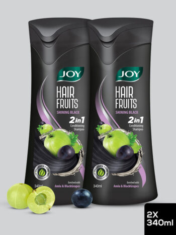 JOY Set Of 2 Hair Fruits Shining Black Conditioning Shampoo with Amla - 340ml each