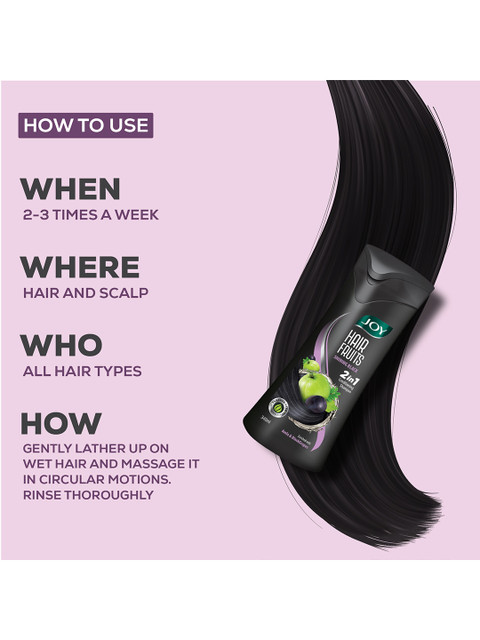 JOY Set Of 2 Hair Fruits Shining Black Conditioning Shampoo with Amla - 340ml each 6 JOY Set Of 2 Hair Fruits Shining Black Conditioning Shampoo with Amla - 340ml each
