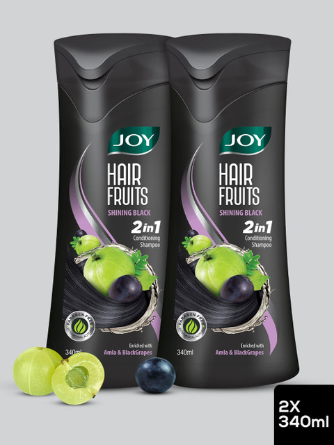 JOY Set Of 2 Hair Fruits Shining Black Conditioning Shampoo with Amla - 340ml each 1 JOY Set Of 2 Hair Fruits Shining Black Conditioning Shampoo with Amla - 340ml each