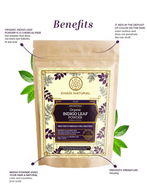 Khadi Natural Indigo Leaf Organic Powder for Hair Care - 100g 4 Khadi Natural Indigo Leaf Organic Powder for Hair Care - 100g