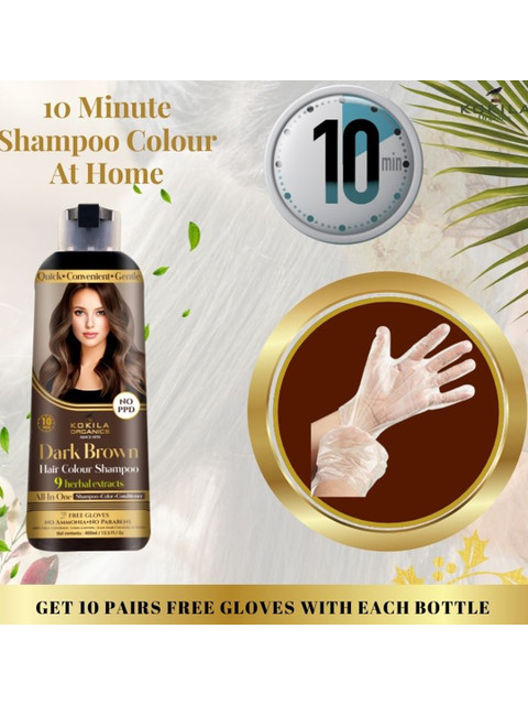 KOKILA Organics Hair Color Shampoo With Natural Extracts 400 ml - Dark Brown 4 KOKILA Organics Hair Color Shampoo With Natural Extracts 400 ml - Dark Brown