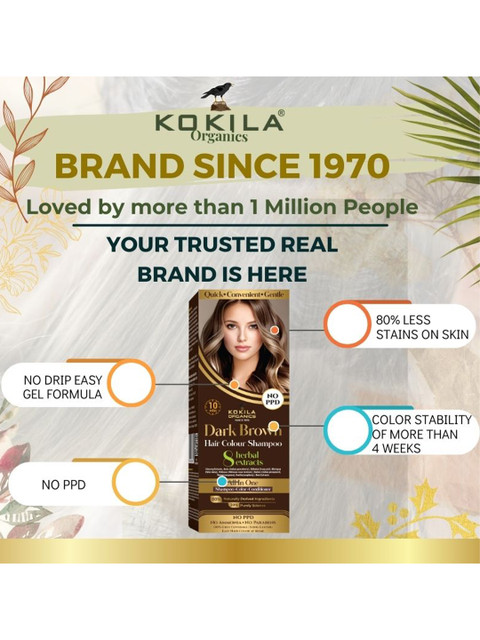 KOKILA Organics Hair Color Shampoo With Natural Extracts 400 ml - Dark Brown 5 KOKILA Organics Hair Color Shampoo With Natural Extracts 400 ml - Dark Brown
