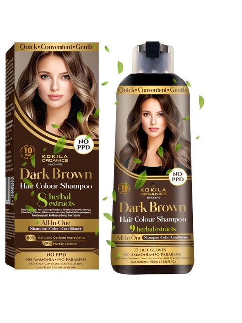 KOKILA Organics Hair Color Shampoo With Natural Extracts 400 ml - Dark Brown 1 KOKILA Organics Hair Color Shampoo With Natural Extracts 400 ml - Dark Brown