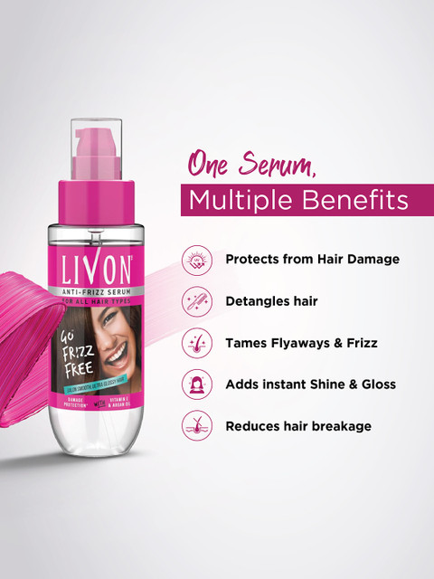 Livon Set of 2 Hair Serum For Dry & Frizzy Hair For Shine & Damage Protection - 50ml Each 4 Livon Set of 2 Hair Serum For Dry & Frizzy Hair For Shine & Damage Protection - 50ml Each