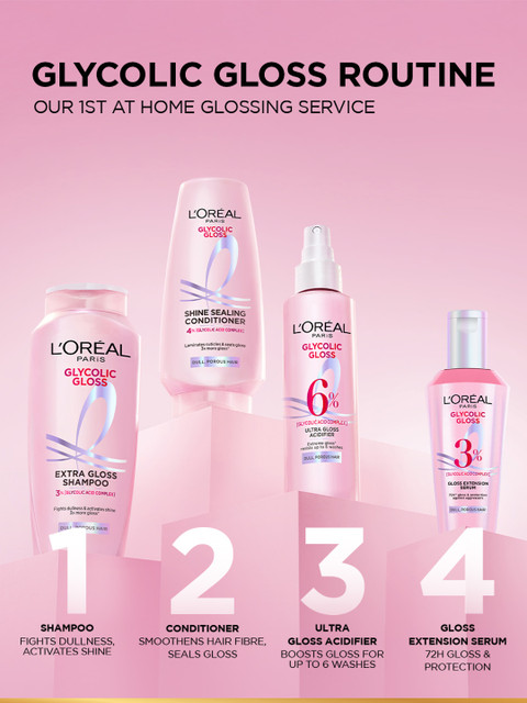 LOreal Paris Glycolic Gloss Shampoo with Glycolic Acid for Dull & Porous Hair - 340 ml 6 LOreal Paris Glycolic Gloss Shampoo with Glycolic Acid for Dull & Porous Hair - 340 ml