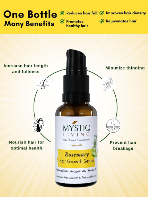 MYSTIQ LIVING Rosemary Hair Growth Serum with Redensyl & Anagain for Hairfall Control 30ml 4 MYSTIQ LIVING Rosemary Hair Growth Serum with Redensyl & Anagain for Hairfall Control 30ml