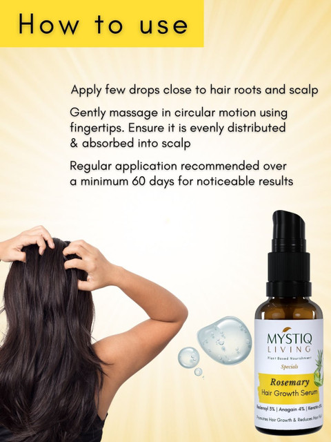 MYSTIQ LIVING Rosemary Hair Growth Serum with Redensyl & Anagain for Hairfall Control 30ml 5 MYSTIQ LIVING Rosemary Hair Growth Serum with Redensyl & Anagain for Hairfall Control 30ml
