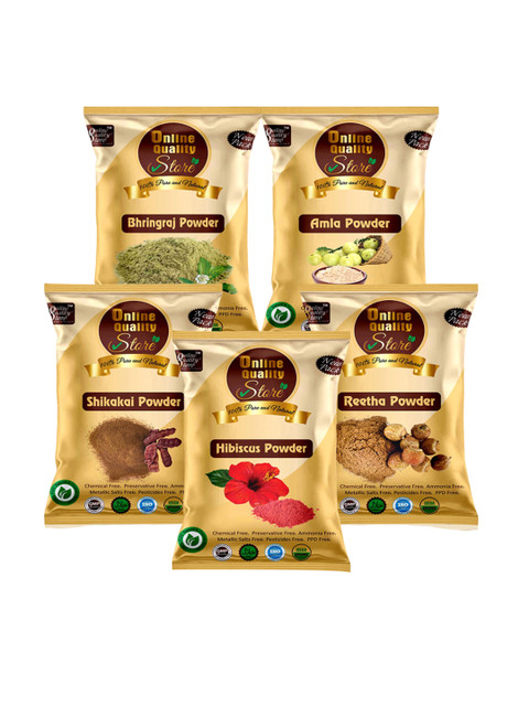 Online Quality Store Set Of 5 Amla Reetha Hibiscous Bringraj Shikakai Powder - 50 g Each 1 Online Quality Store Set Of 5 Amla Reetha Hibiscous Bringraj Shikakai Powder - 50 g Each