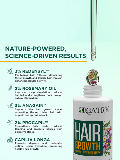 Orgatre Hair Growth Nutrients Serum With Vitamin E & Rosemary Oil - 50ml 3 Orgatre Hair Growth Nutrients Serum With Vitamin E & Rosemary Oil - 50ml