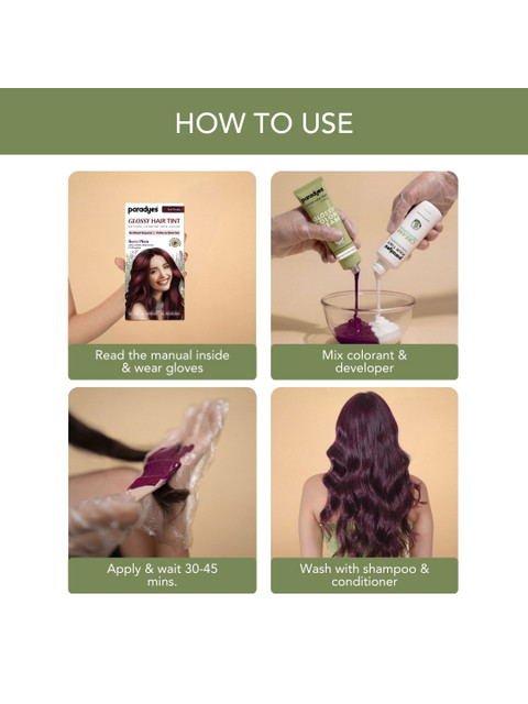 Paradyes Semi-Permanent Creme Glossy Tint Hair Color 80g- Berry Plum- Deep Red 4 Paradyes Semi-Permanent Creme Glossy Tint Hair Color 80g- Berry Plum- Deep Red