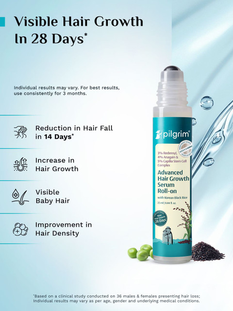 Pilgrim Advanced Hair Growth Serum Roll With 3% Redensyl - 25ml 3 Pilgrim Advanced Hair Growth Serum Roll With 3% Redensyl - 25ml