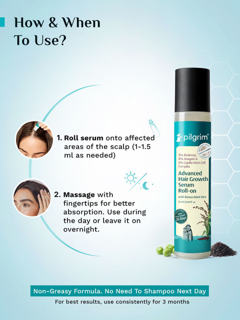 Pilgrim Advanced Hair Growth Serum Roll With 3% Redensyl - 25ml 4 Pilgrim Advanced Hair Growth Serum Roll With 3% Redensyl - 25ml