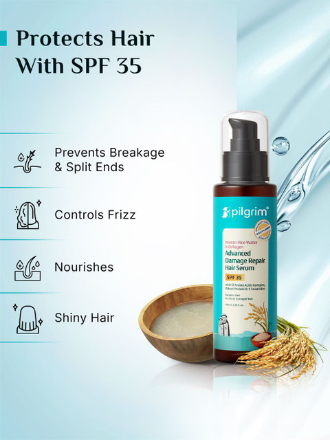 Pilgrim Korean Rice Water & Collagen Damage Repair Hair Serum- 100 ml 3 Pilgrim Korean Rice Water & Collagen Damage Repair Hair Serum- 100 ml