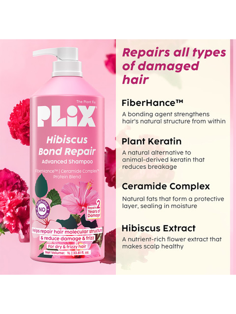 PLIX THE PLANT FIX Hibiscus Bond Repair Shampoo- 1L 3 PLIX THE PLANT FIX Hibiscus Bond Repair Shampoo- 1L