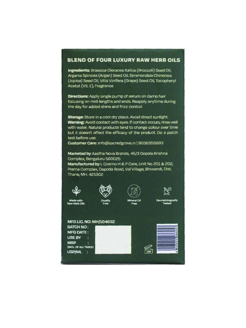 SACRED GROVE Frizz Control Hair Serum - 30 ml 2 SACRED GROVE Frizz Control Hair Serum - 30 ml